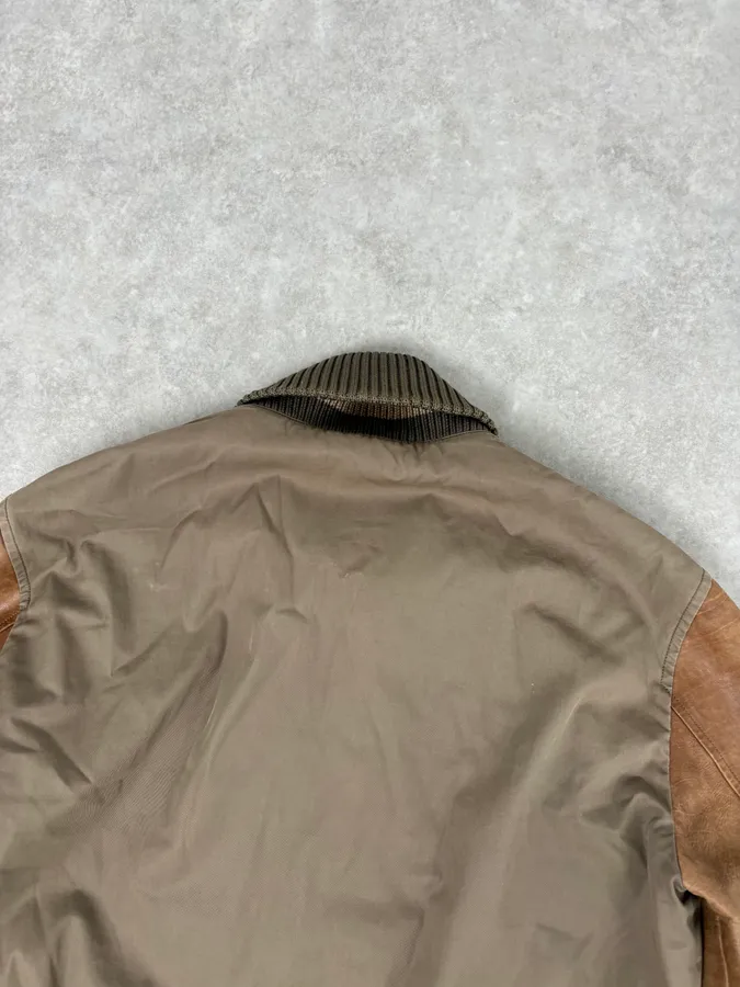 AW2010 Gucci Brown Hybrid Leather Sleeve Bomber Jacket - Image 7