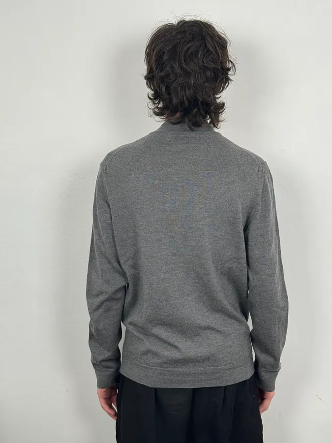 AW2010 Gucci Dark Grey Wool Embroidered Logo Zip-up Sweater - Image 3