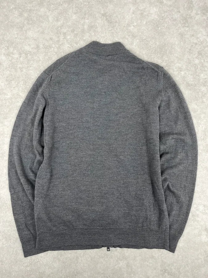 AW2010 Gucci Dark Grey Wool Embroidered Logo Zip-up Sweater - Image 6