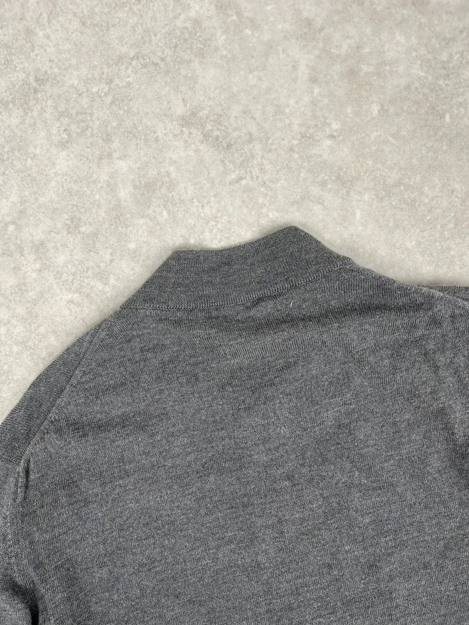AW2010 Gucci Dark Grey Wool Embroidered Logo Zip-up Sweater - Image 7