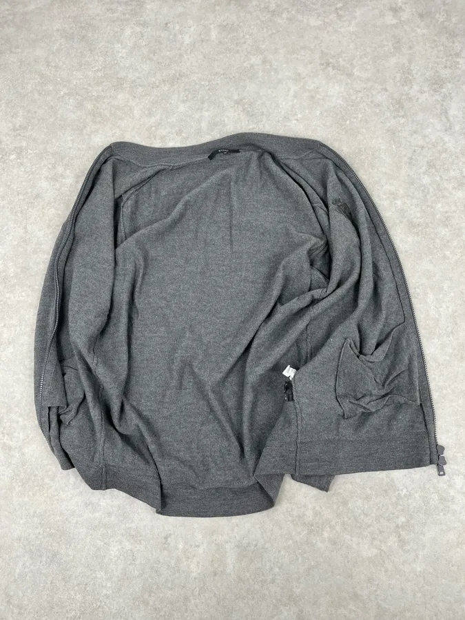 AW2010 Gucci Dark Grey Wool Embroidered Logo Zip-up Sweater - Image 8
