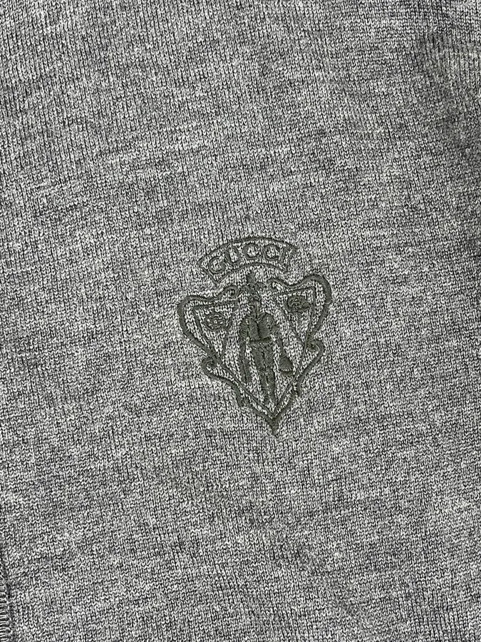 AW2010 Gucci Dark Grey Wool Embroidered Logo Zip-up Sweater - Image 9