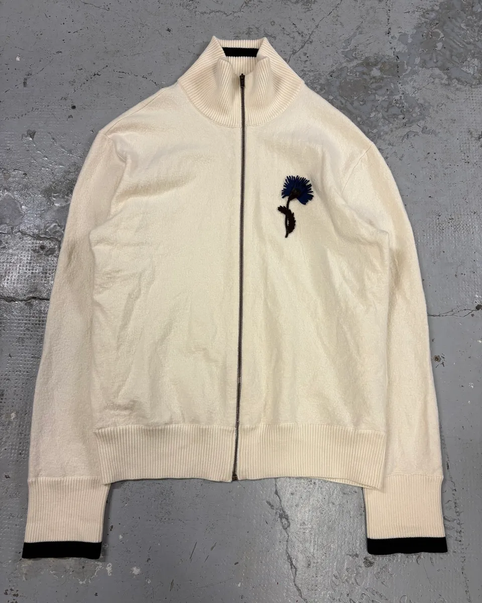 AW2010 Maison Margiela White Flower Zip-up Sweater