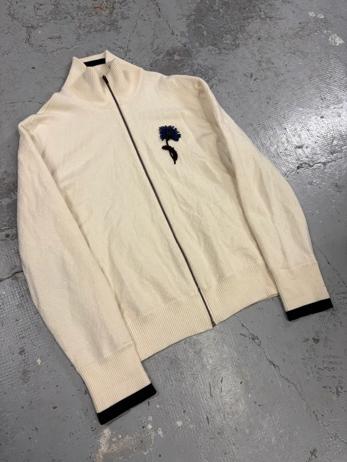AW2010 Maison Margiela White Flower Zip-up Sweater - Image 3