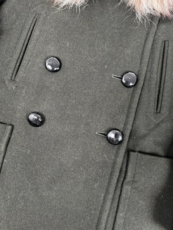 AW2010 Miu Miu Brown Removable Fur Collar Wool Coat - Image 11