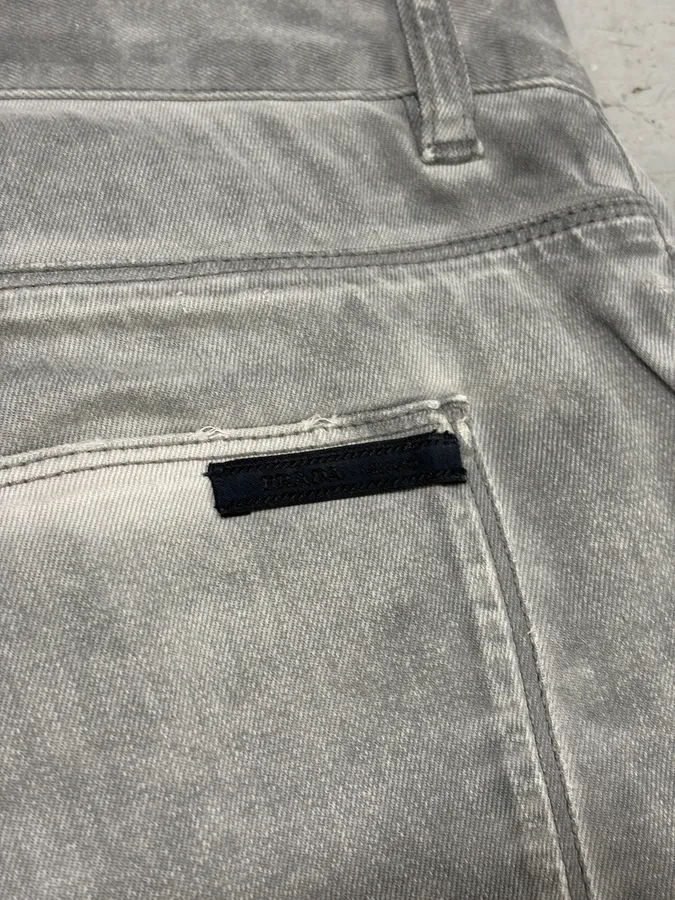 AW2010 Prada Faded Grey Distressed Slim Denim Jeans - Image 10