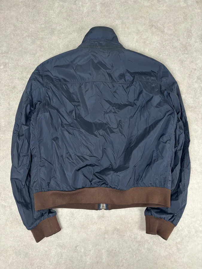 AW2010 Prada Navy Nylon Lamb Skin Trim Windbreaker Jacket - Image 5