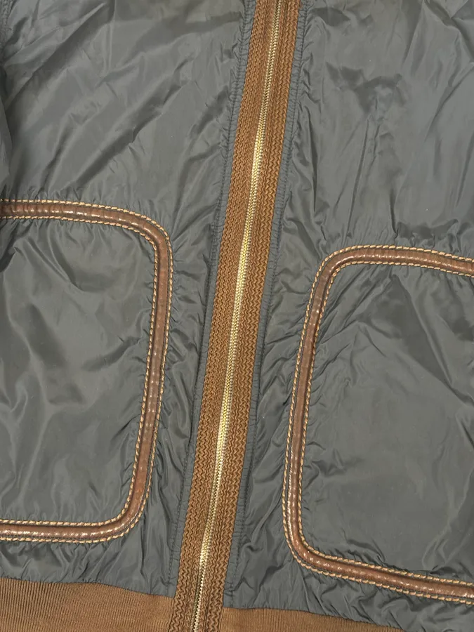 AW2010 Prada Navy Nylon Lamb Skin Trim Windbreaker Jacket - Image 9