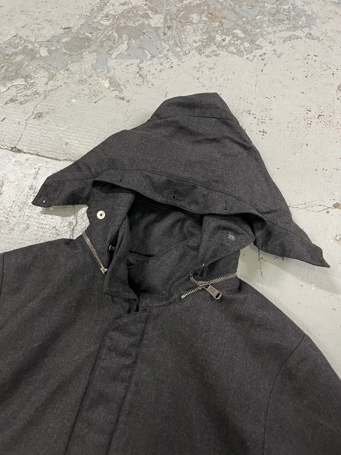 AW2010 Yves Saint Laurent Hidden & Detachable Hood Black Wool Jacket - Image 2