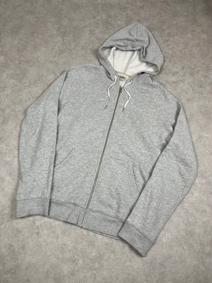 AW2011 Acne Studios Grey Minimalist Zip-up Hoodie - Image 4