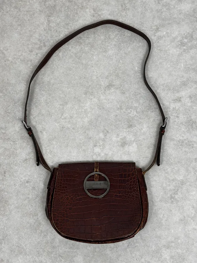 AW2011 Armani Brown Crocodile Effect Leather Shoulder Bag