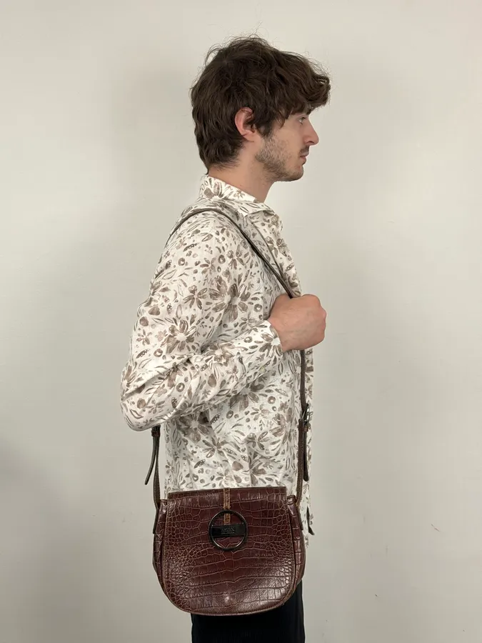 AW2011 Armani Brown Crocodile Effect Leather Shoulder Bag - Image 2