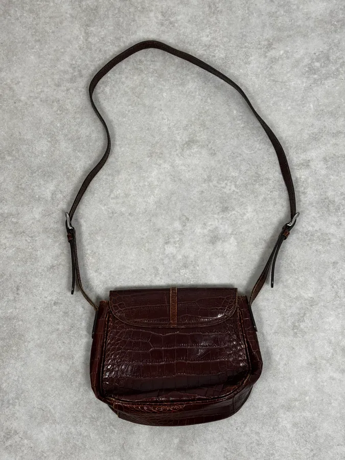 AW2011 Armani Brown Crocodile Effect Leather Shoulder Bag - Image 4