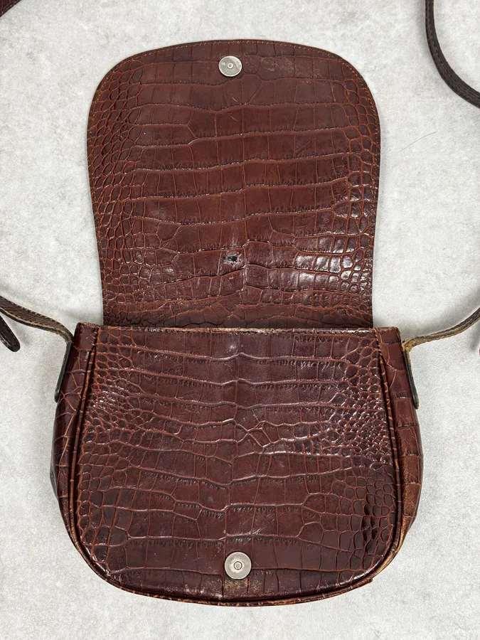 AW2011 Armani Brown Crocodile Effect Leather Shoulder Bag - Image 7