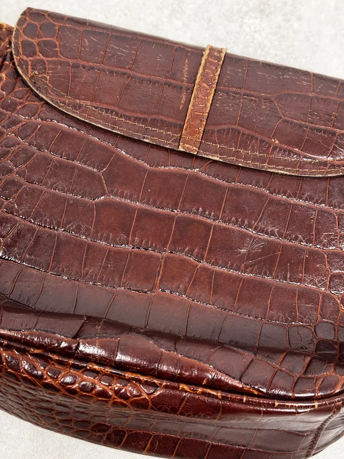 AW2011 Armani Brown Crocodile Effect Leather Shoulder Bag - Image 9
