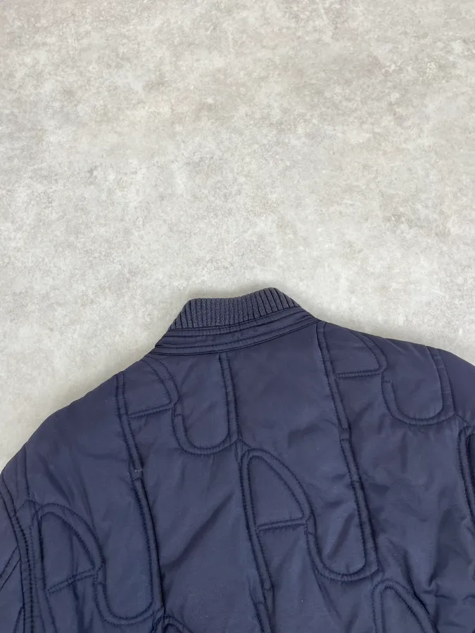 AW2011 Armani Navy AJ Embossed Propaganda Bomber Jacket - Image 7