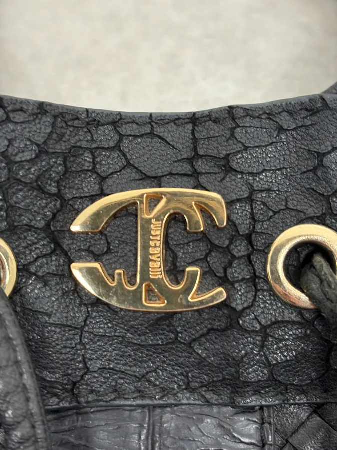 AW2011 Cavalli Tassel Black Leather Hobo Handle Bag - Image 9