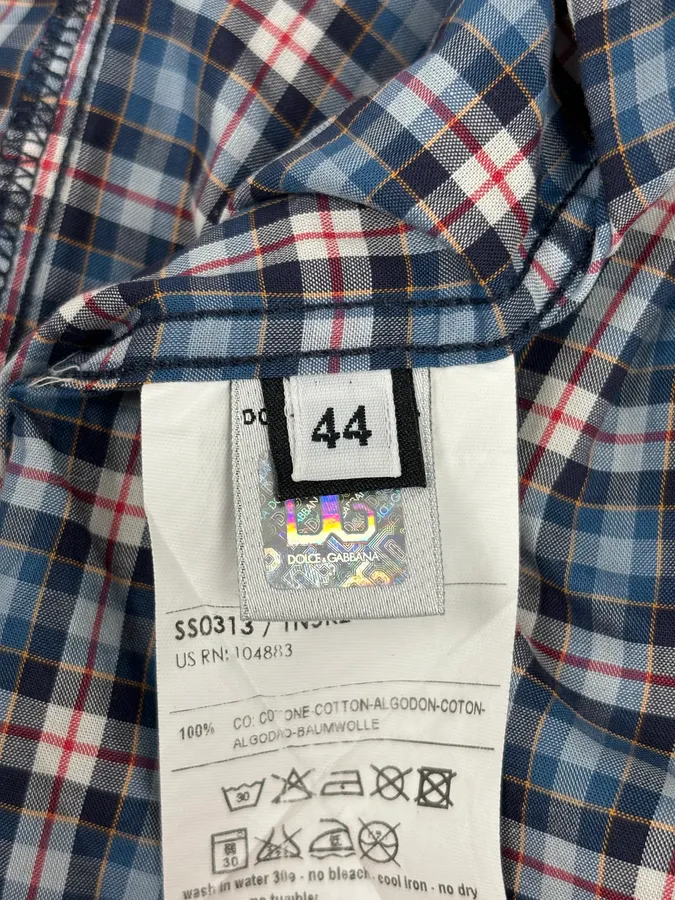 AW2011 Dolce & Gabbana Blue Plaid Cotton Western Shirt - Image 10