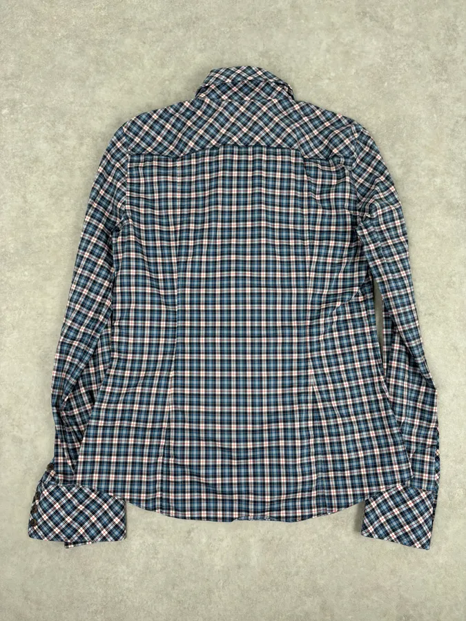 AW2011 Dolce & Gabbana Blue Plaid Cotton Western Shirt - Image 5