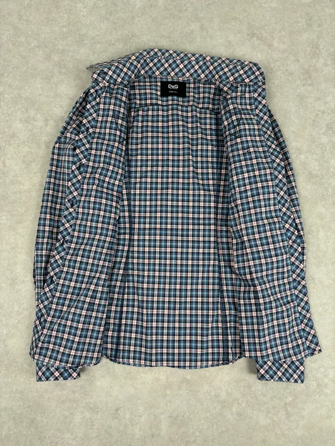 AW2011 Dolce & Gabbana Blue Plaid Cotton Western Shirt - Image 7