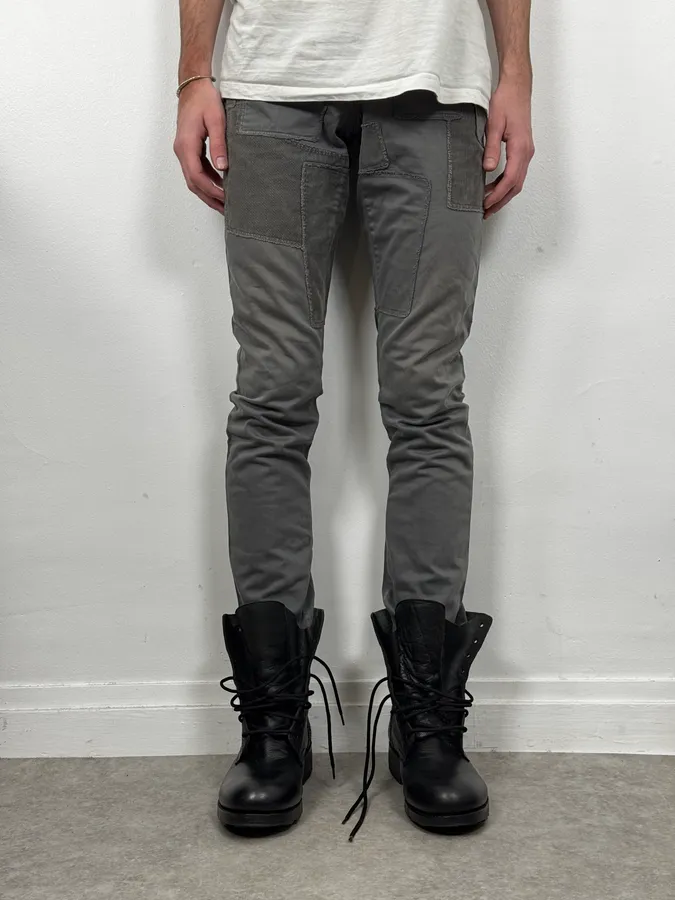 AW2011 Dolce & Gabbana Grey Patchwork Slim Pants - Image 2