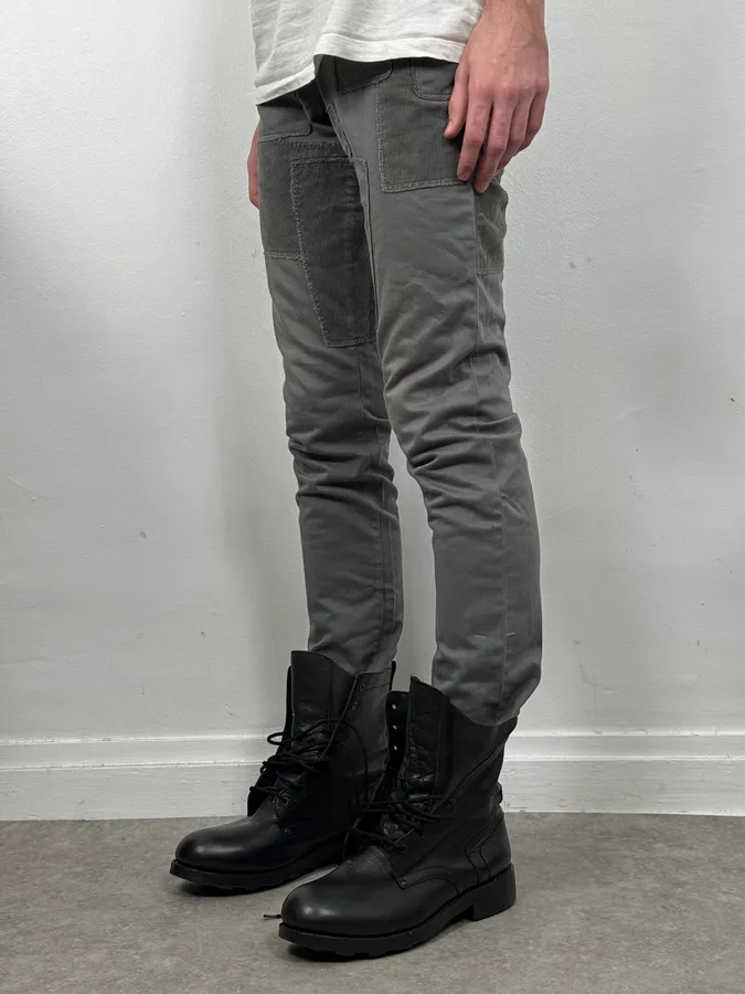 AW2011 Dolce & Gabbana Grey Patchwork Slim Pants - Image 3