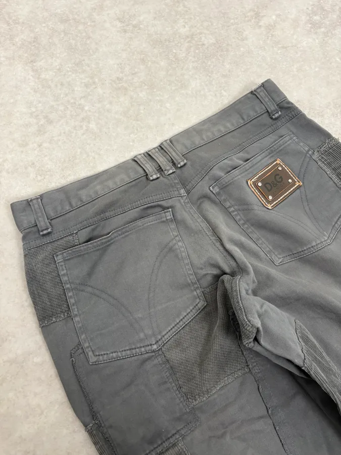 AW2011 Dolce & Gabbana Grey Patchwork Slim Pants - Image 8