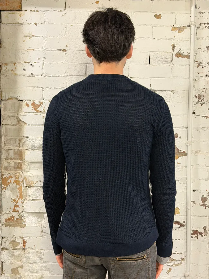 AW2011 Dolce & Gabbana Layered Navy Perfored Sweater - Image 3