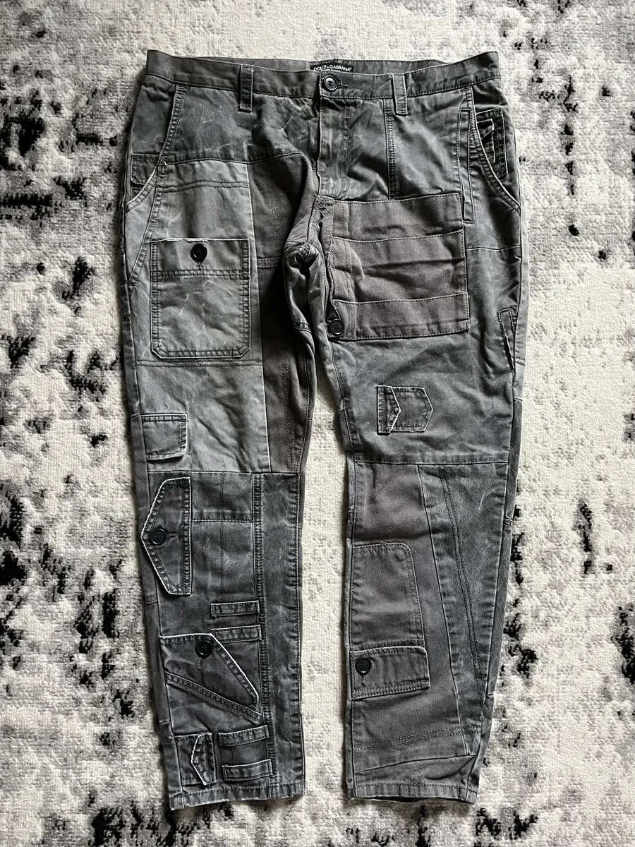 AW2011 Dolce & Gabbana Neutral Grey Multiple Pocket Cargo Pants - Image 2