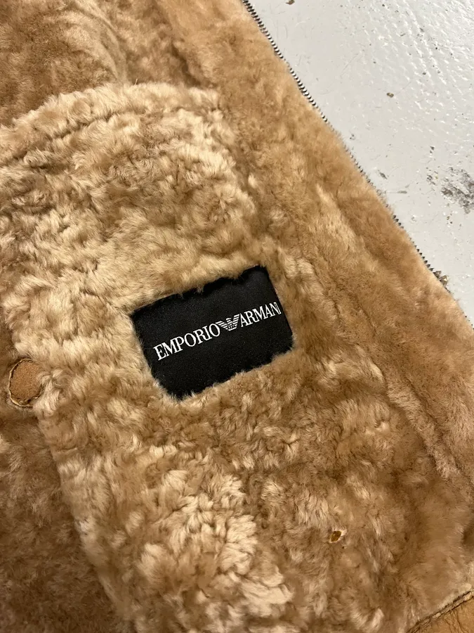 AW2011 Emporio Armani Camel Shearling Mutton Leather Jacket - Image 9