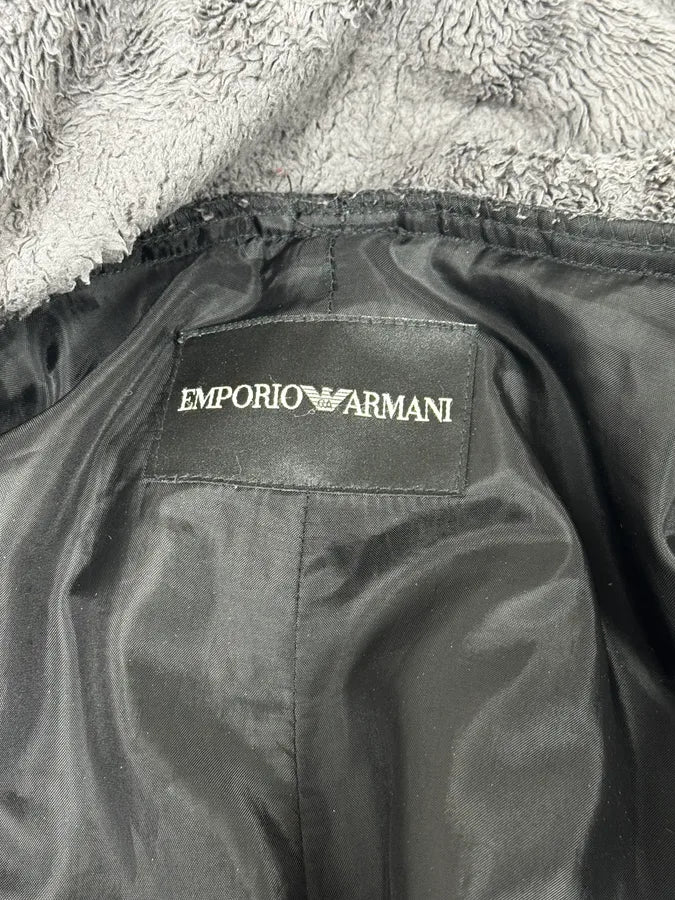 AW2011 Emporio Armani Hooded Faded Black Leather Jacket - Image 13