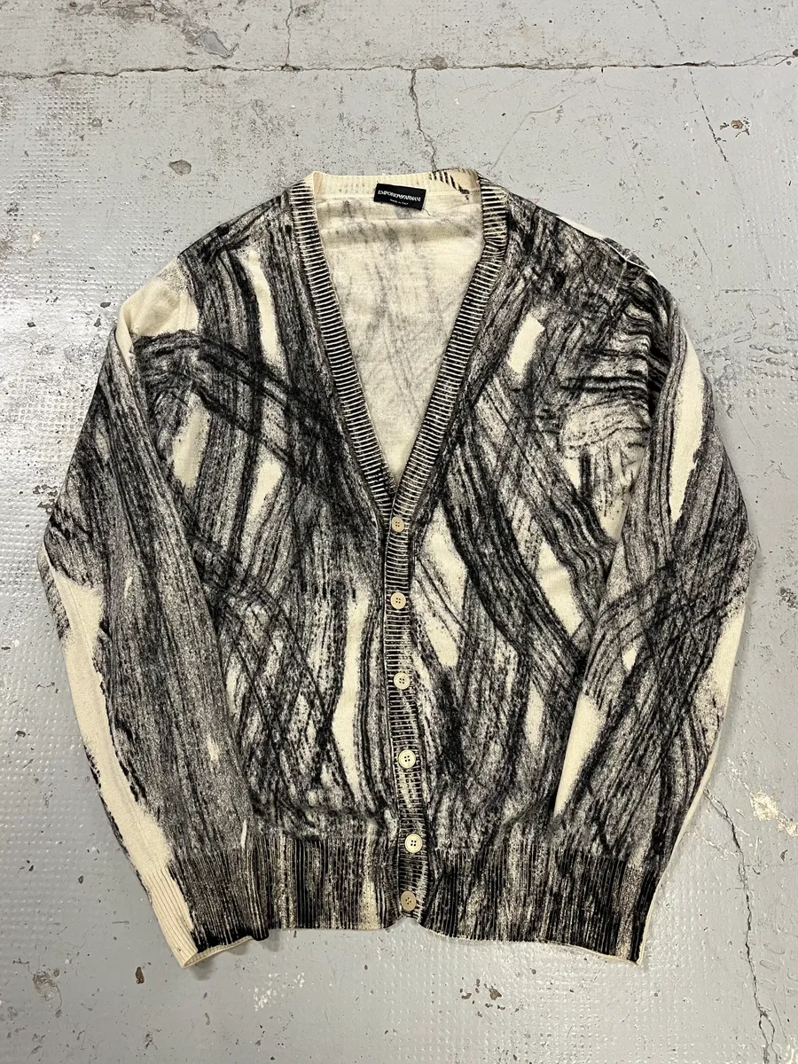 AW2011 Emporio Armani Wheel Paint Cardigan Sweater - Image 2