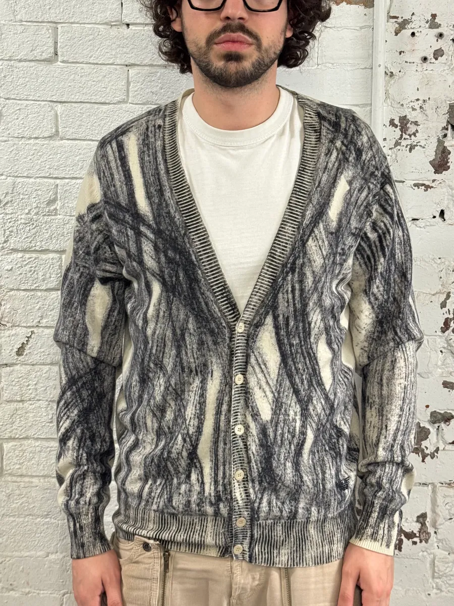 AW2011 Emporio Armani Wheel Paint Cardigan Sweater - Image 3