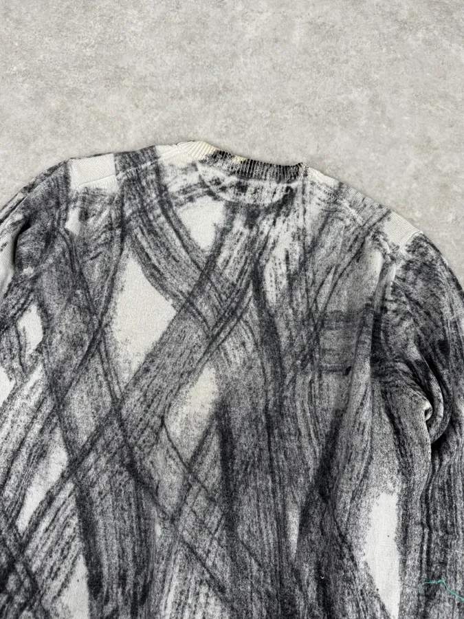 AW2011 Emporio Armani White & Grey Abstract Pattern Sweater - Image 7