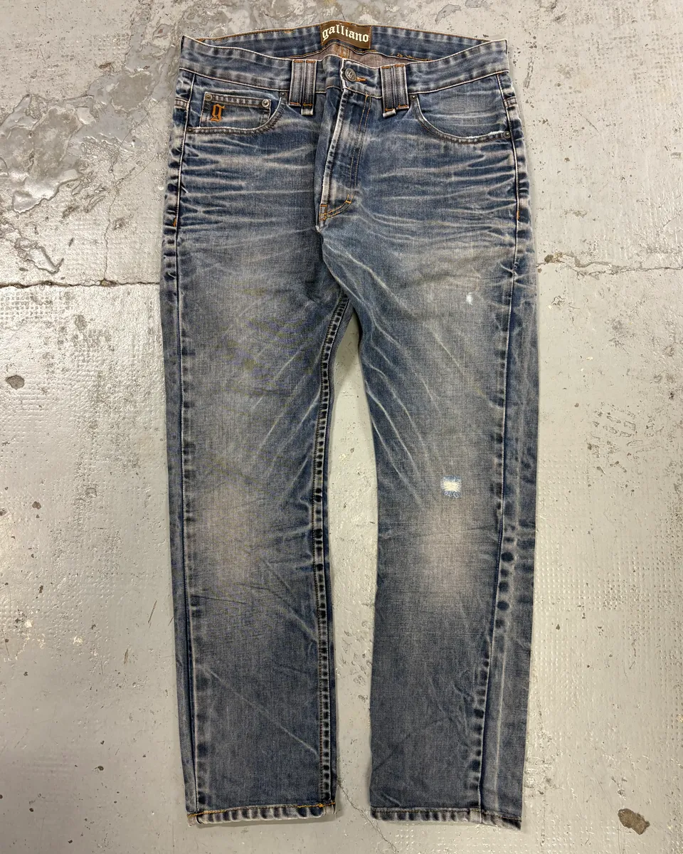 AW2011 Galliano Blue Denim Distressed Jeans