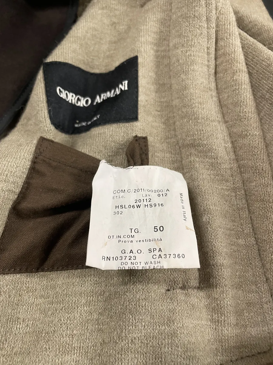 AW2011 Giorgio Armani Asymmetrical Zip Brown Hooded Suede Leather Coat - Image 13