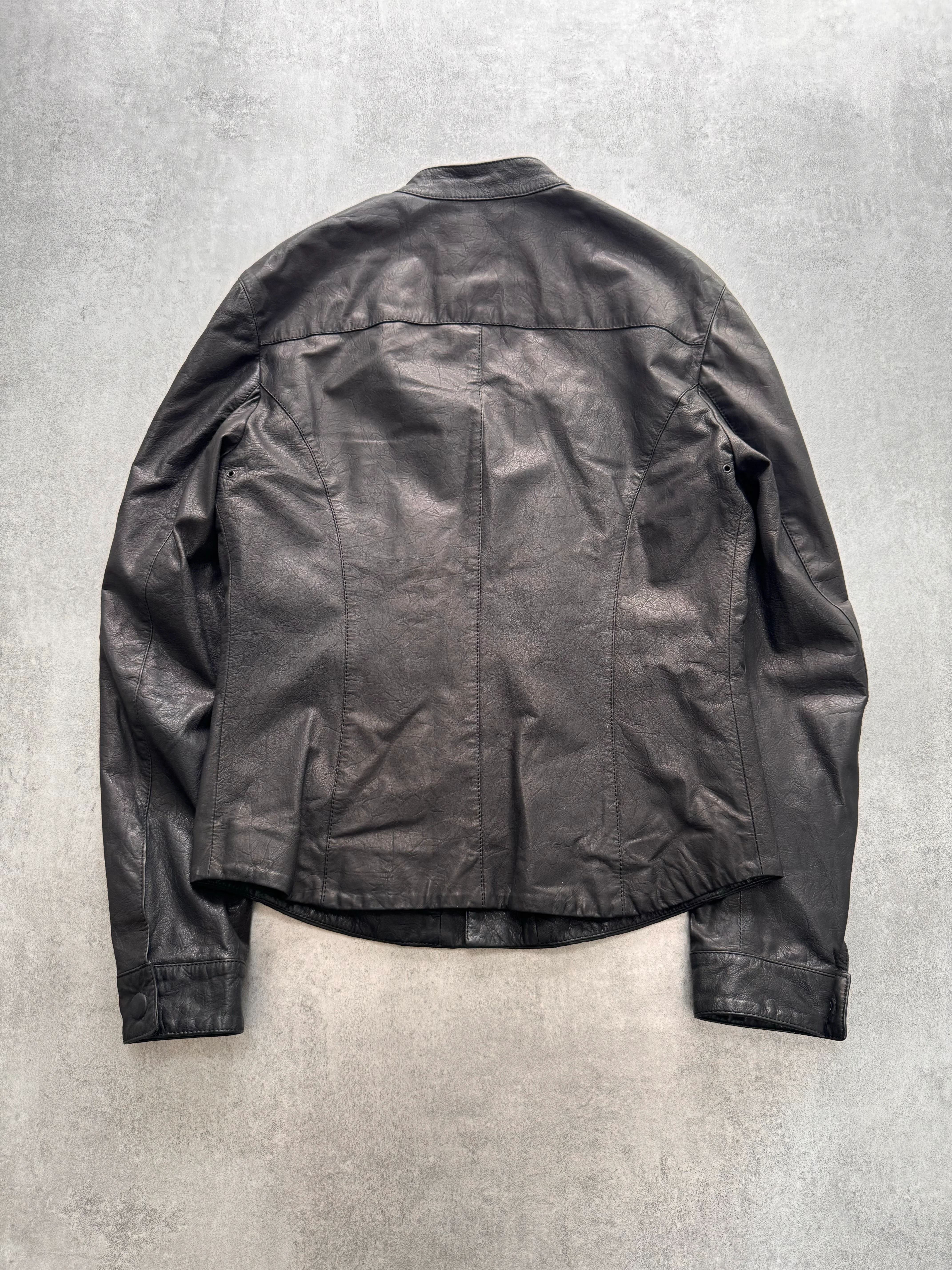 AW2011 Giorgio Armani Black Leather Jacket - Image 2