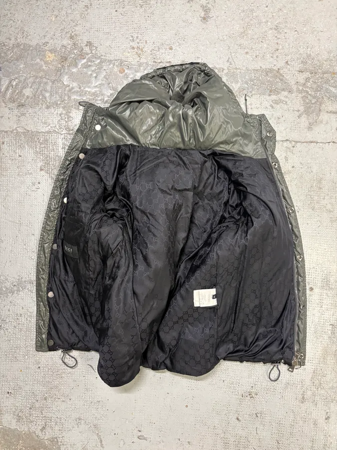 AW2011 Gucci Black & Grey Nylon Quilted Puffer Jacket - Image 6