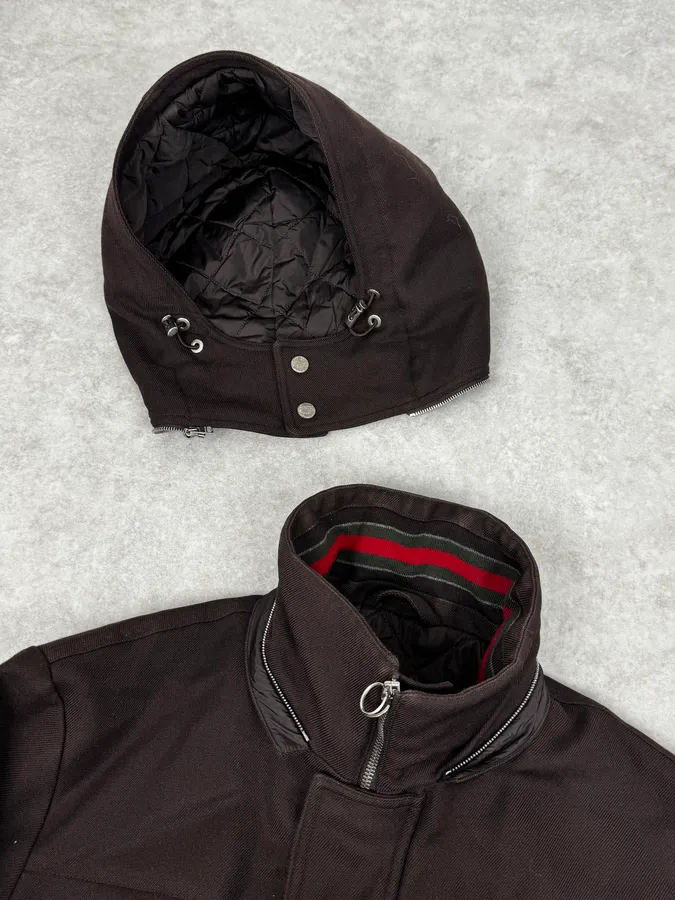 AW2011 Gucci Brown Hooded Wool Jacket - Image 6