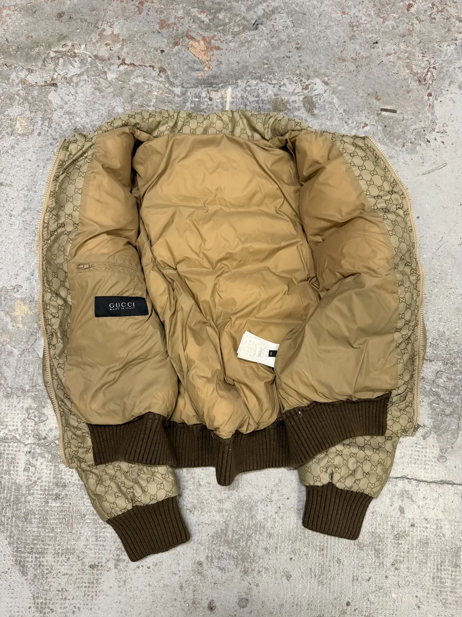 AW2011 Gucci Monogram Beige Propaganda Puffer Bomber Jacket - Image 8