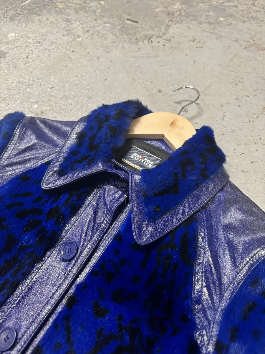 AW2011 Jean Paul Gaultier Blue Fur Rabbit Jacket - Image 6