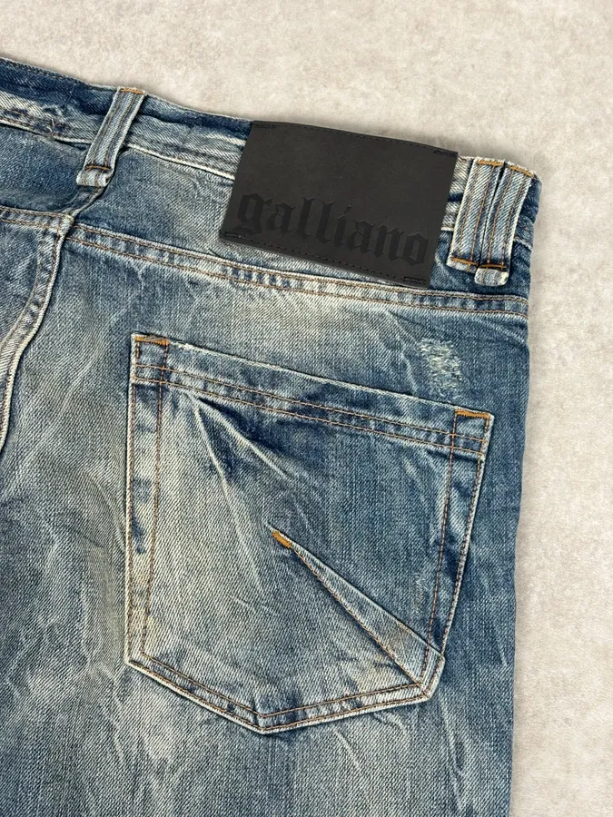 AW2011 John Galliano Blue Denim Distressed Jeans - Image 8