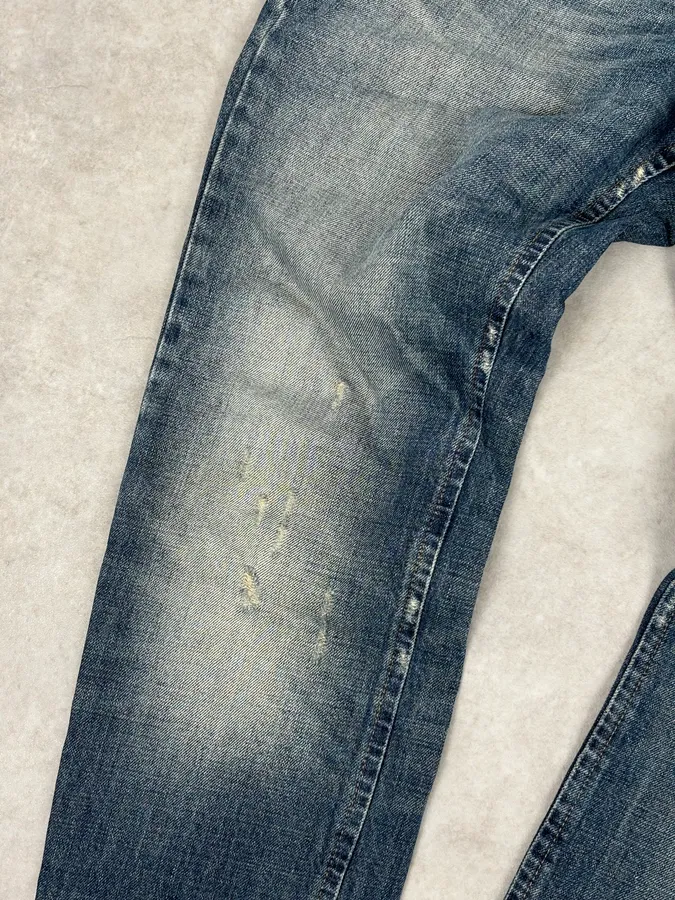 AW2011 John Galliano Blue Distressed Denim Jeans - Image 10