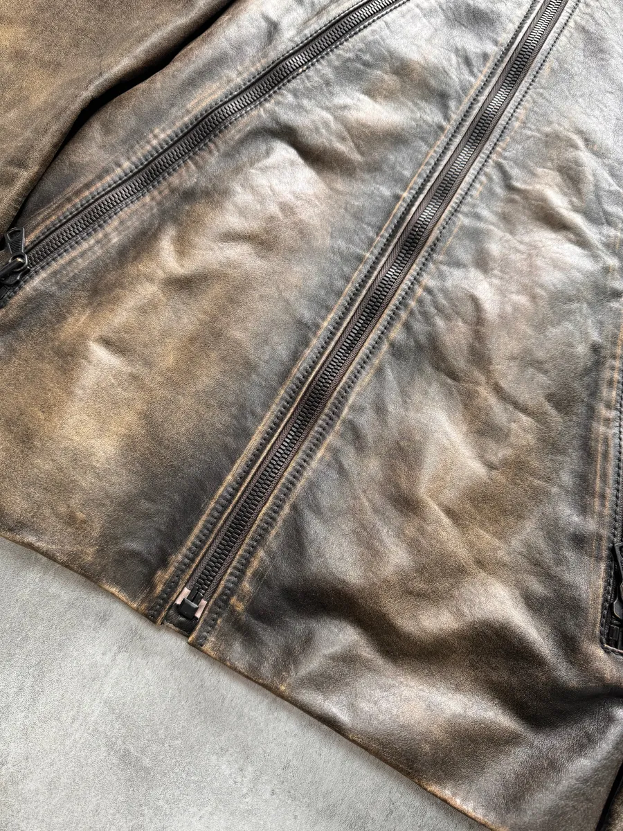 AW2011 Maison Margiela 5-Zip Distressed Leather Jacket - Image 6