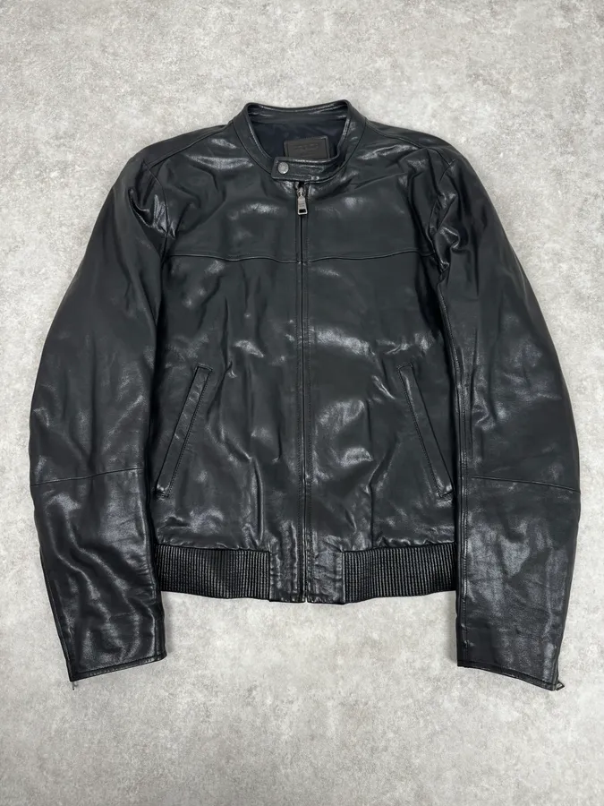 AW2011 Prada Black Biker Leather Jacket