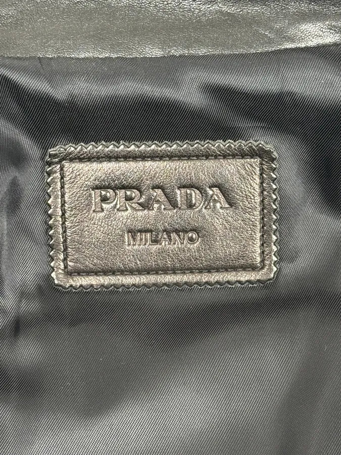 AW2011 Prada Black Biker Leather Jacket - Image 10