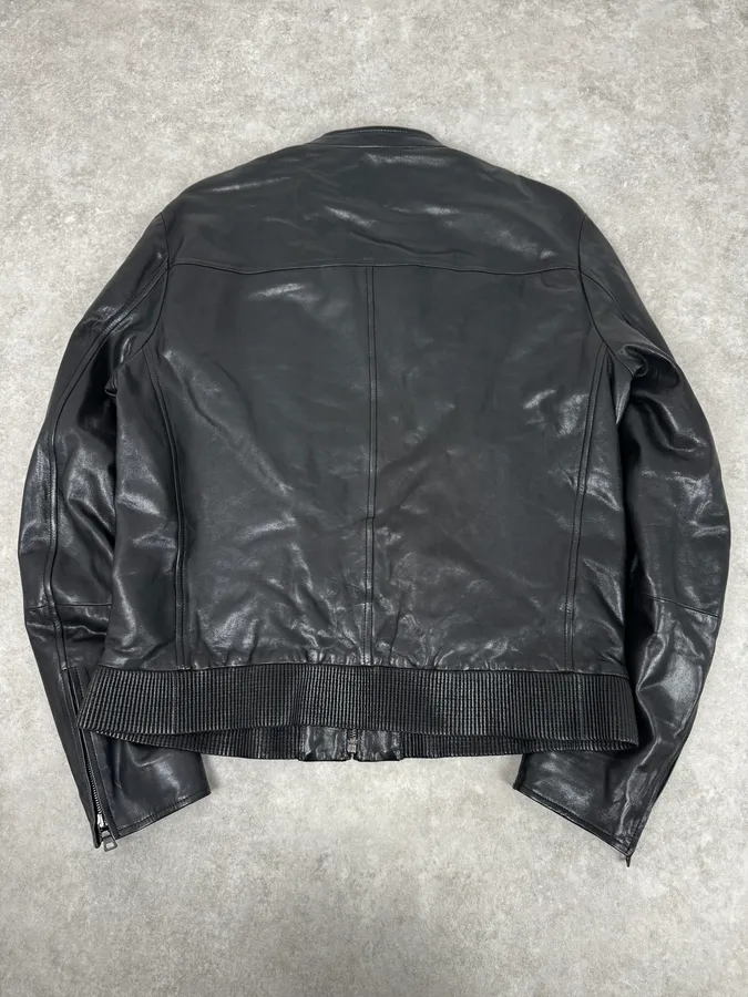 AW2011 Prada Black Biker Leather Jacket - Image 4