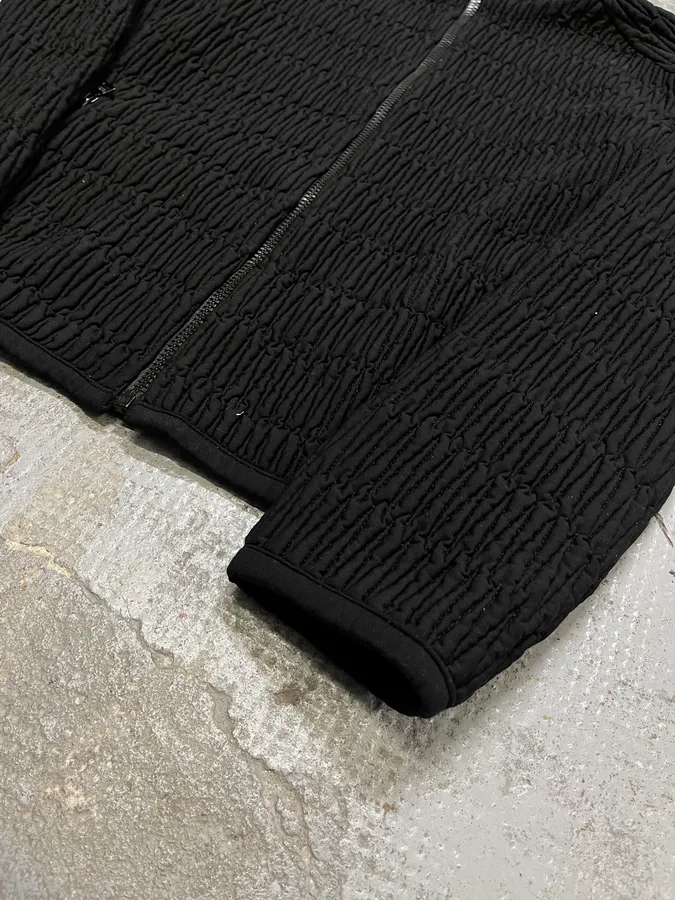 AW2011 Prada Black Pleated Texture Zip-up Jacket - Image 6