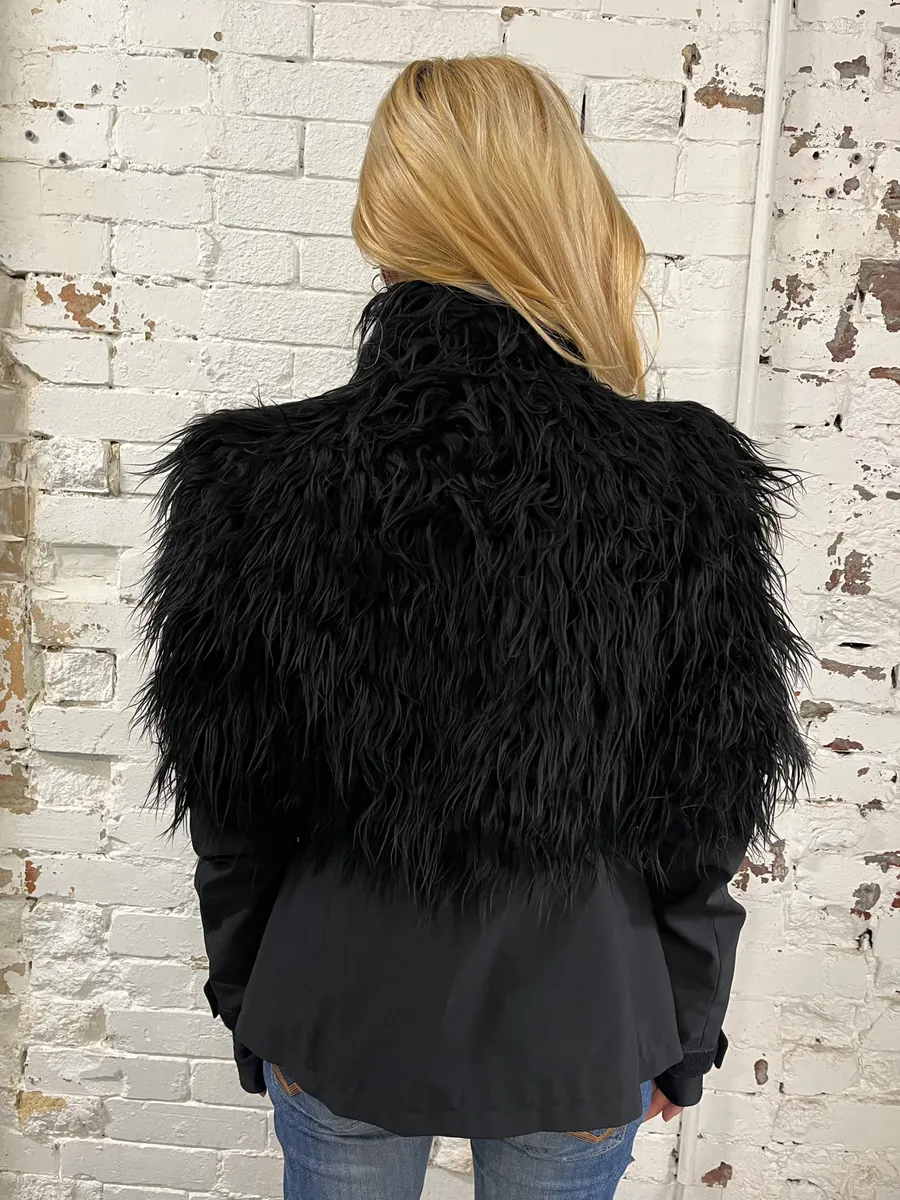 AW2011 Prada Faux Fur Hybrid Technical Black Jacket - Image 3