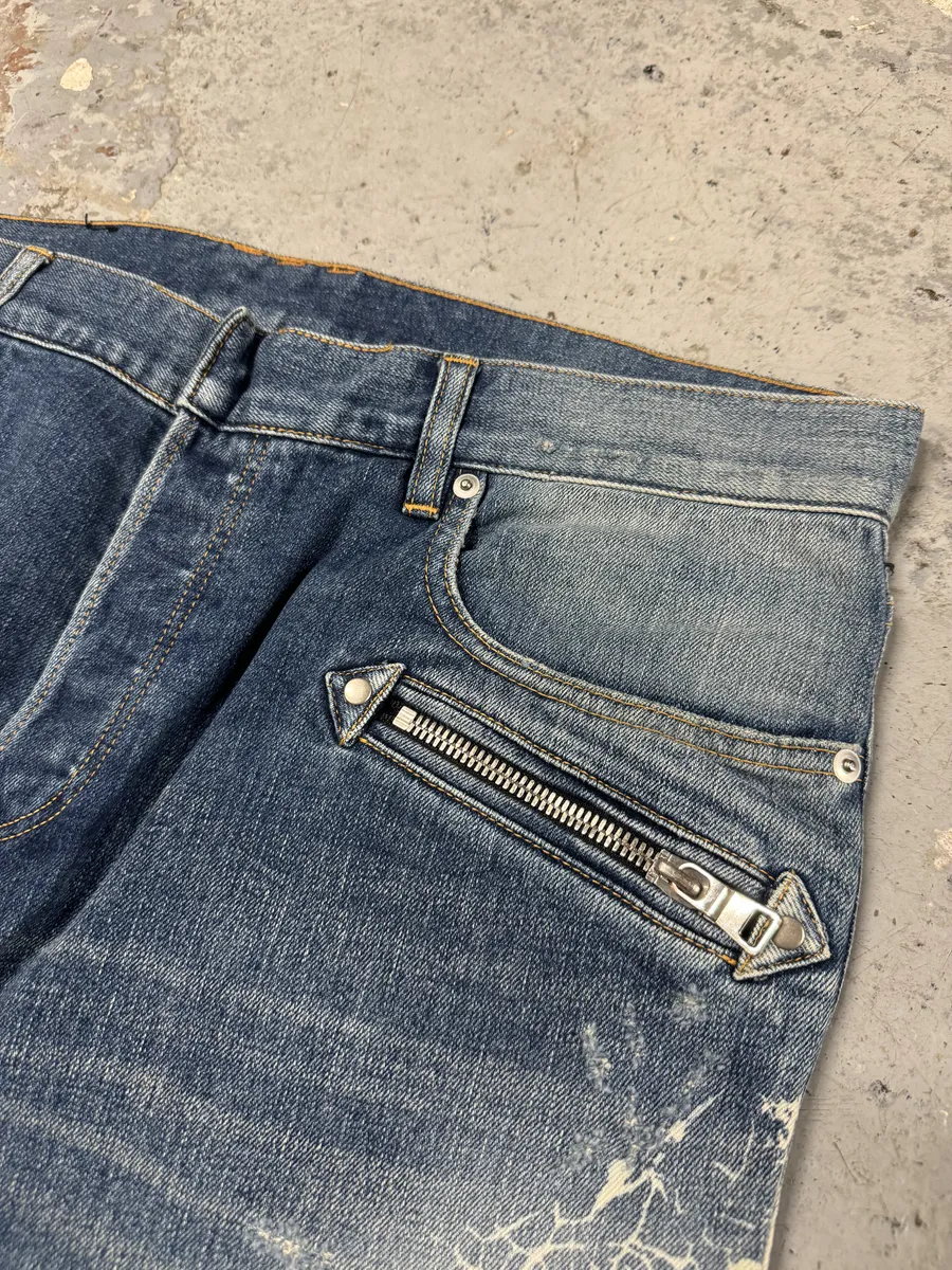 AW2012 Balmain Avant-Garde Blue Biker Denim Jeans - Image 11